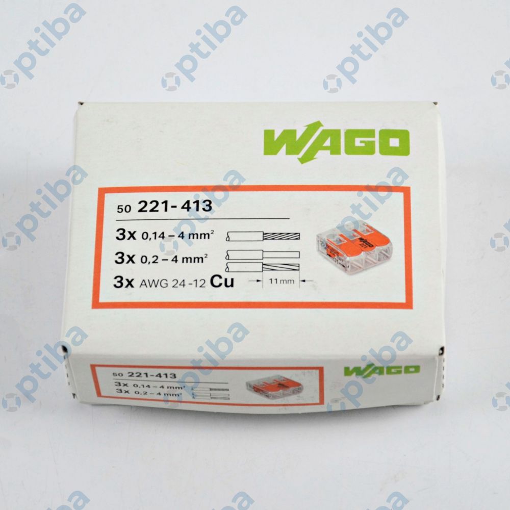 Szybkozłączka instalacyjna 3x0.2-4mm2 221-413 50 szt. WAGO